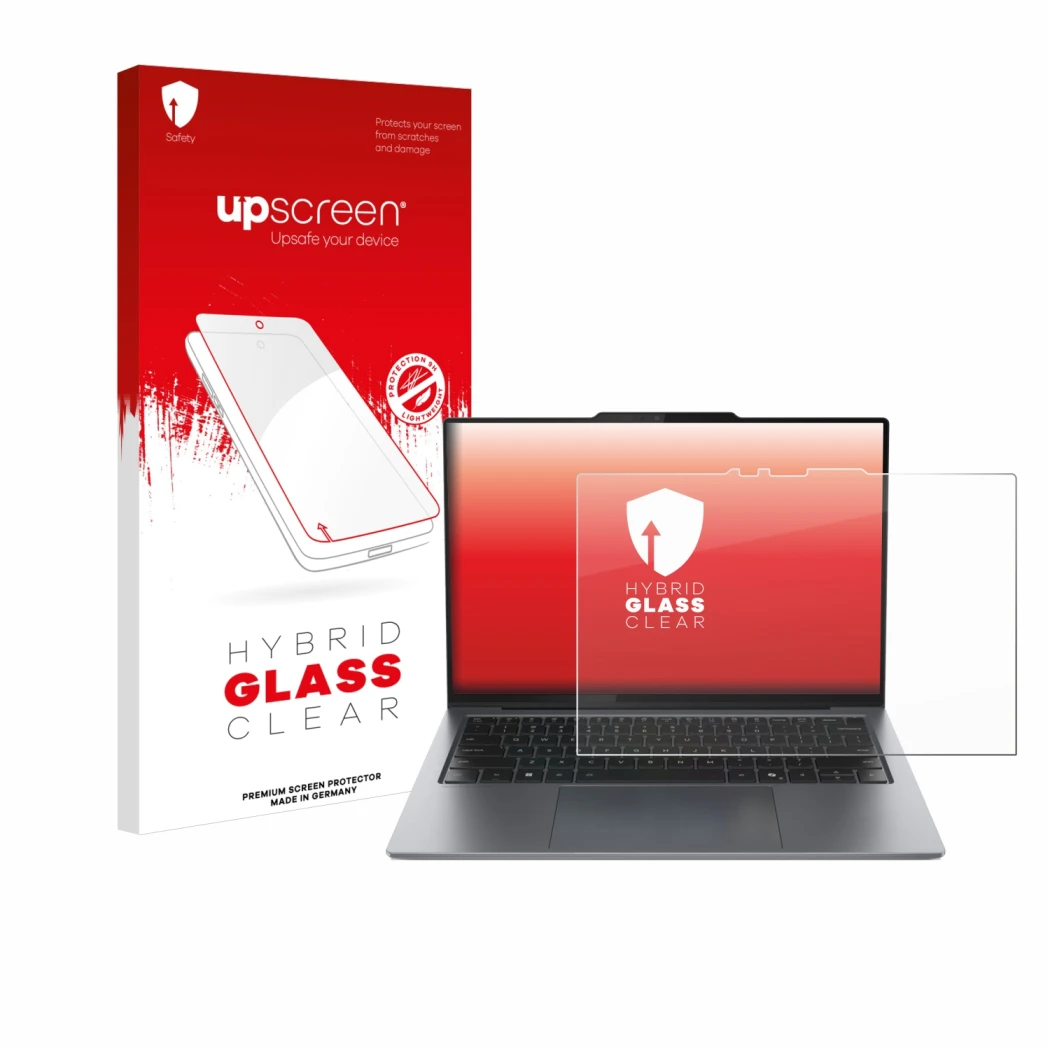 Vorderseite einer Produktverpackung mit dem Markenlogo upscreen. Daneben ist das Gerät Lenovo ThinkPad X9 15 Aura Edition 15