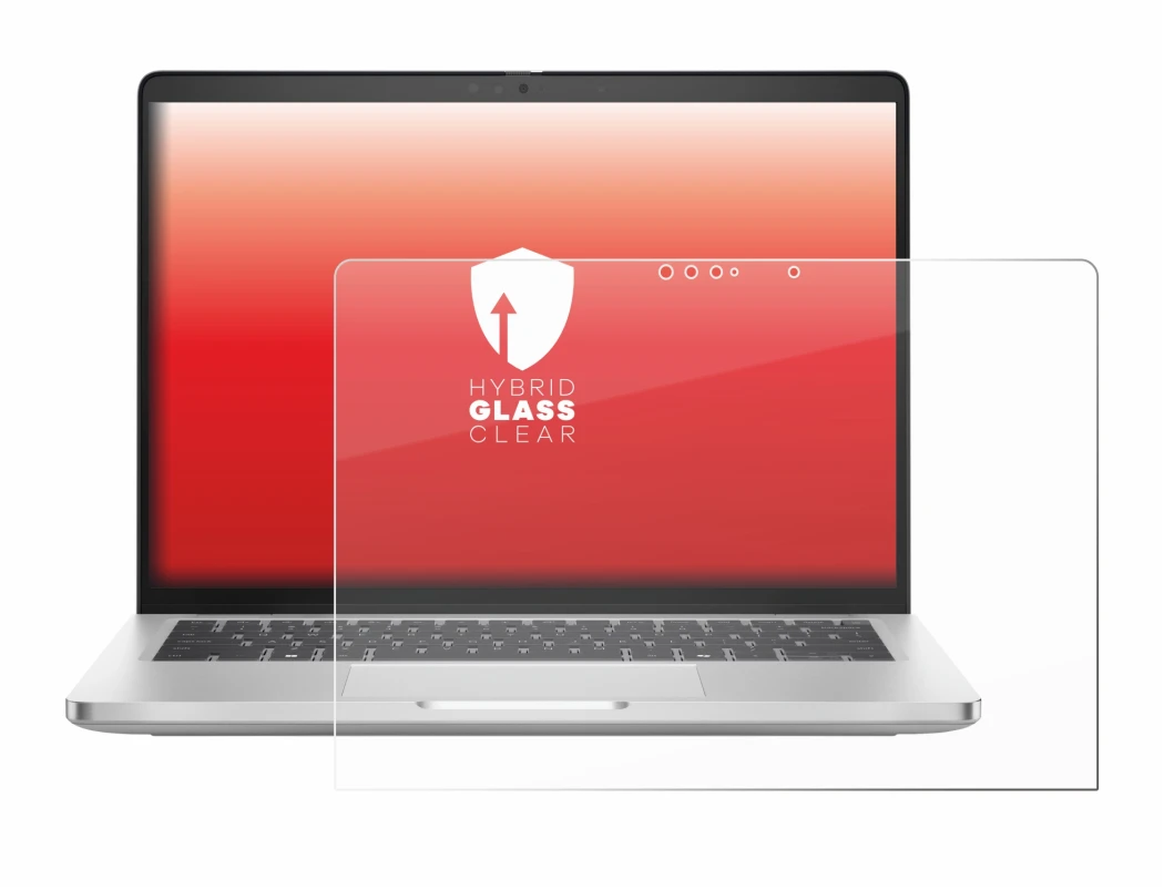 Abbildung des Geräts Dell Pro 14 Plus 2-in-1 PB14250 mit einer Vielzahl des Displayschutzes.