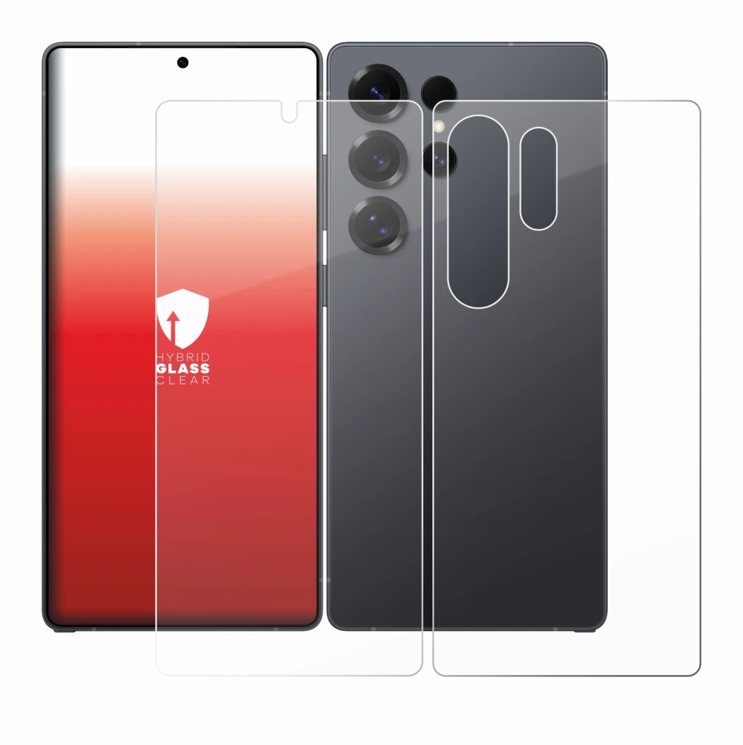 Abbildung des Geräts Samsung Galaxy S25 Ultra Enterprise Edition (Display+Rückseite) mit einer Vielzahl des Displayschutzes.