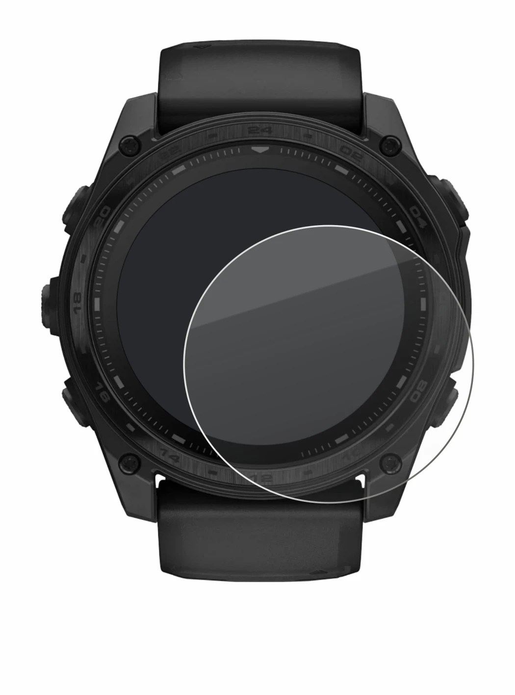 Abbildung des Geräts Garmin Tactix 8 Solar (51 mm) mit einer Vielzahl des Displayschutzes.