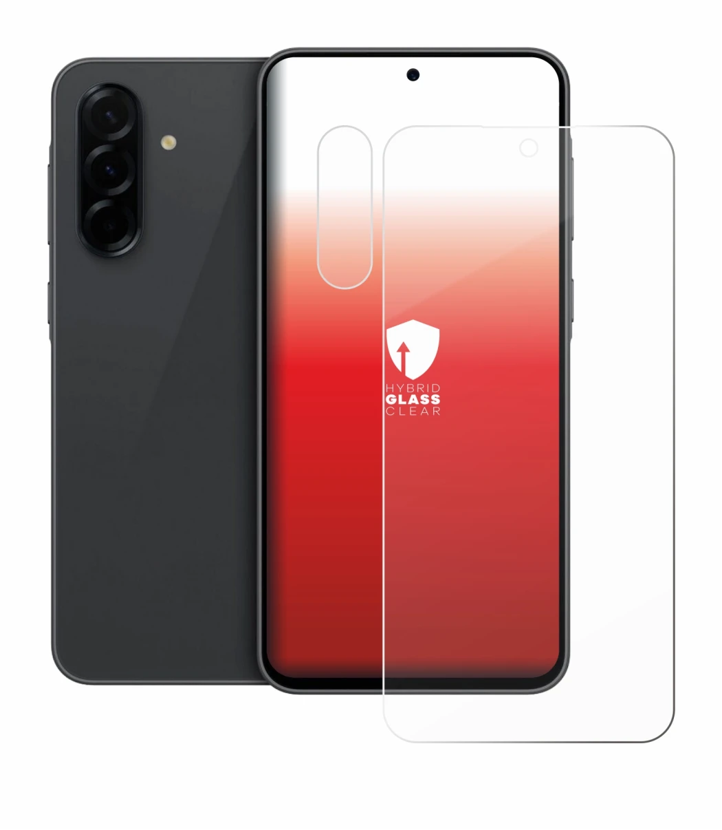 Abbildung des Geräts Samsung Galaxy A36 5G (Display+Kamera) mit einer Vielzahl des Displayschutzes.