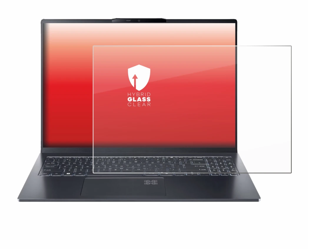 Abbildung des Geräts Acer Swift Go 16 AI mit einer Vielzahl des Displayschutzes.