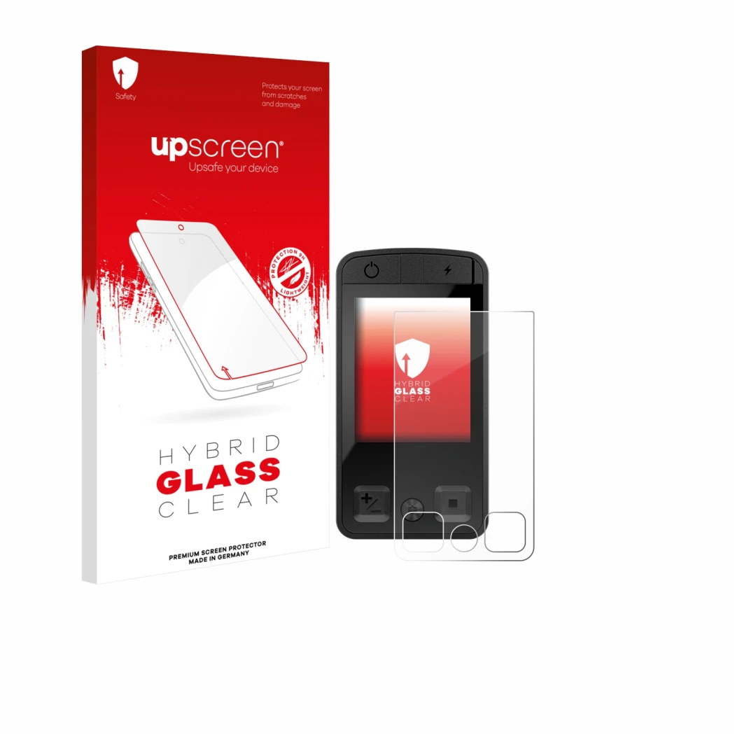 Vorderseite einer Produktverpackung mit dem Markenlogo upscreen. Daneben ist das Gerät Bosch Kiox 400C mit dem zugehörigen Dis