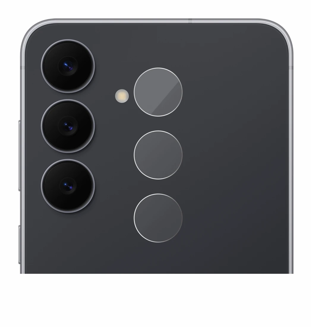 Abbildung des Geräts Samsung Galaxy S25 FE (NUR Kameraschutz) mit einer Vielzahl des Displayschutzes.