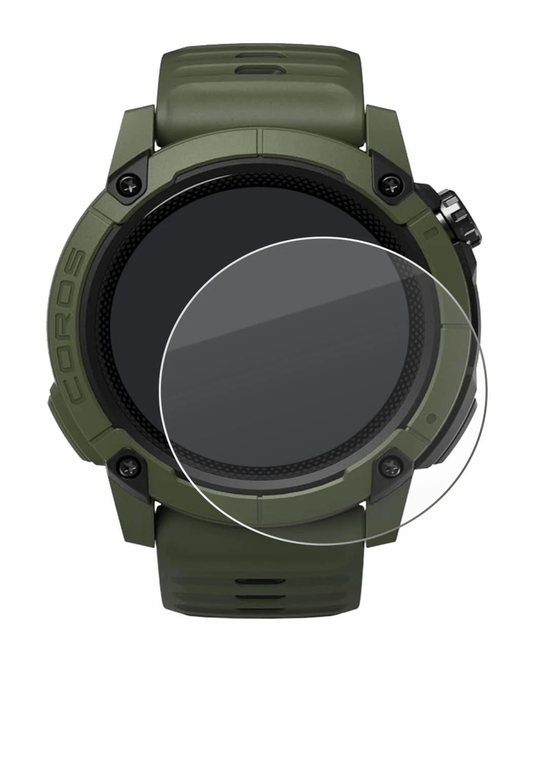 Abbildung des Geräts Coros NOMAD mit einer Vielzahl des Displayschutzes.