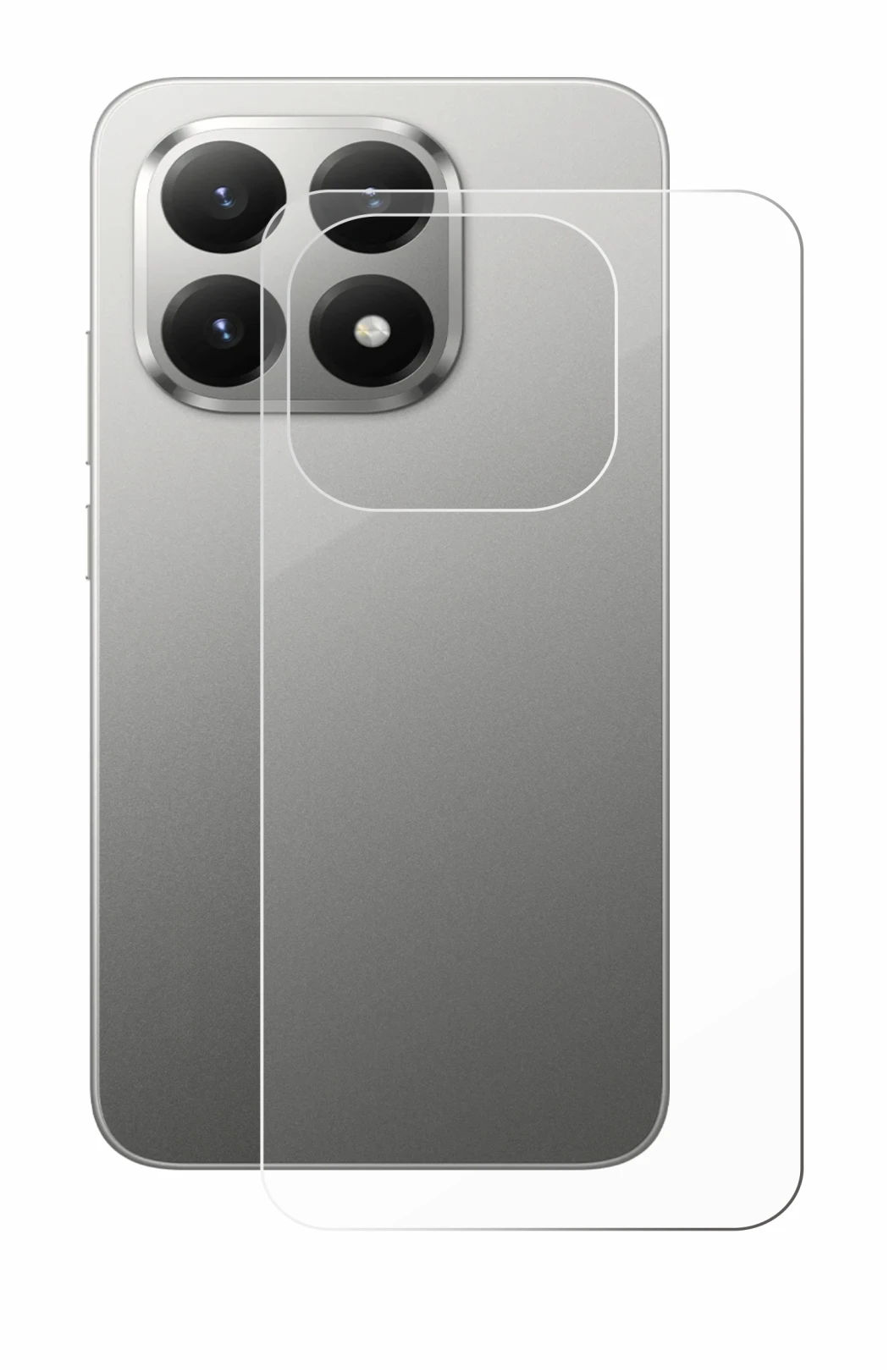 Abbildung des Geräts Xiaomi 15T (Rückseite) mit einer Vielzahl des Displayschutzes.