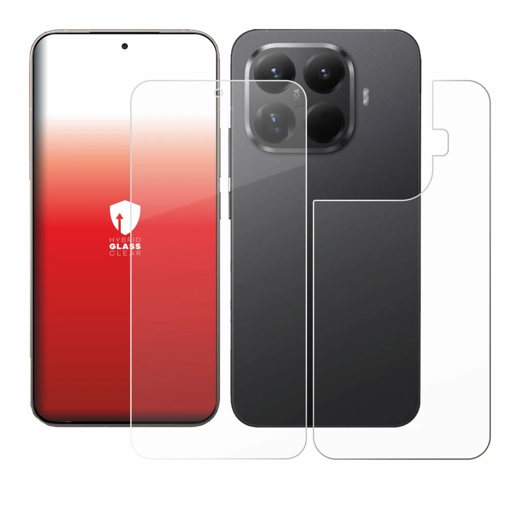 Abbildung des Geräts Xiaomi 15T Pro (Display+Rückseite) mit einer Vielzahl des Displayschutzes.