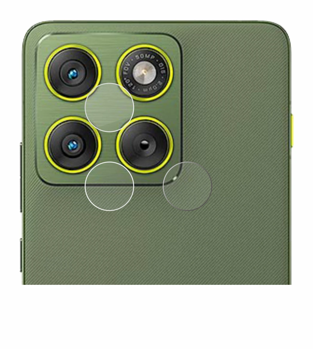 Abbildung des Geräts Motorola Edge 70 (NUR Kameraschutz) mit einer Vielzahl des Displayschutzes.