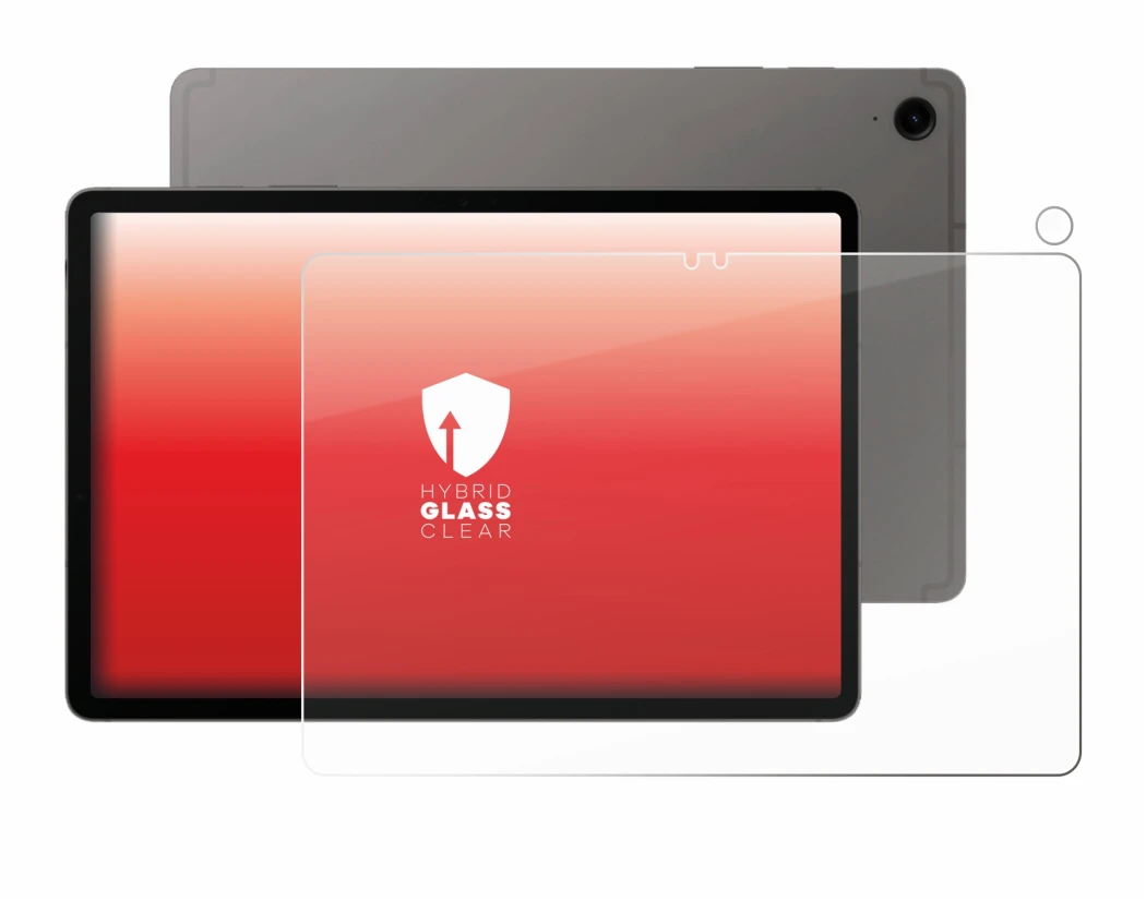 Abbildung des Geräts Samsung Galaxy Tab S9 FE (Display+Kamera) mit einer Vielzahl des Displayschutzes.