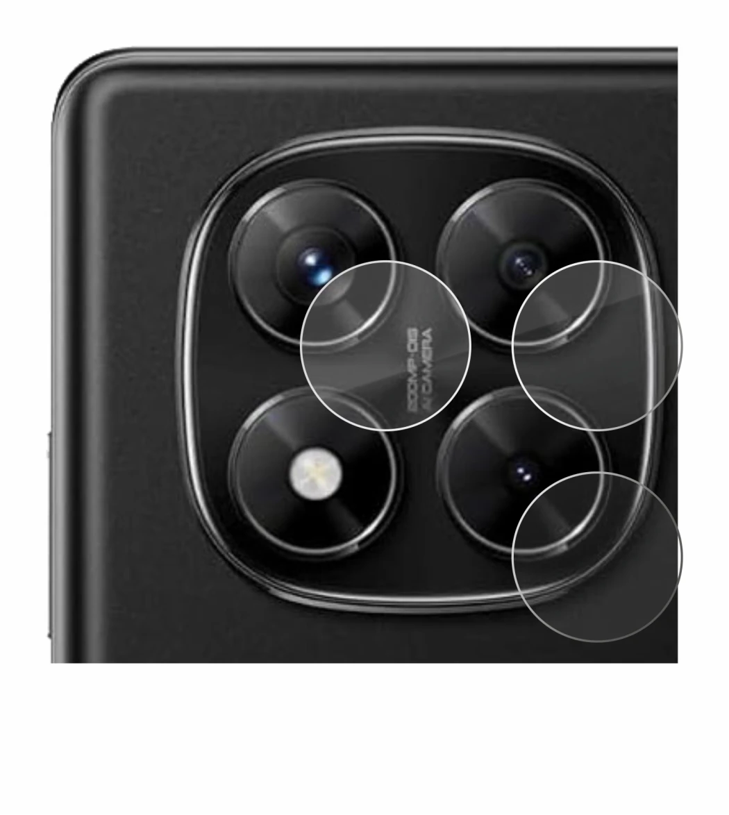 Abbildung des Geräts Xiaomi Redmi Note 14 Pro 4G (NUR Kameraschutz) mit einer Vielzahl des Displayschutzes.