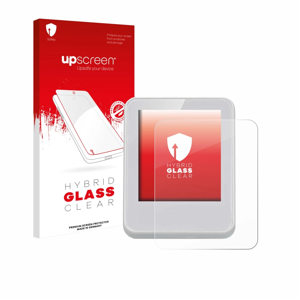 Vorderseite einer Produktverpackung mit dem Markenlogo upscreen. Daneben ist das Gerät Bresser ClimaTemp Digitales Raumthermom