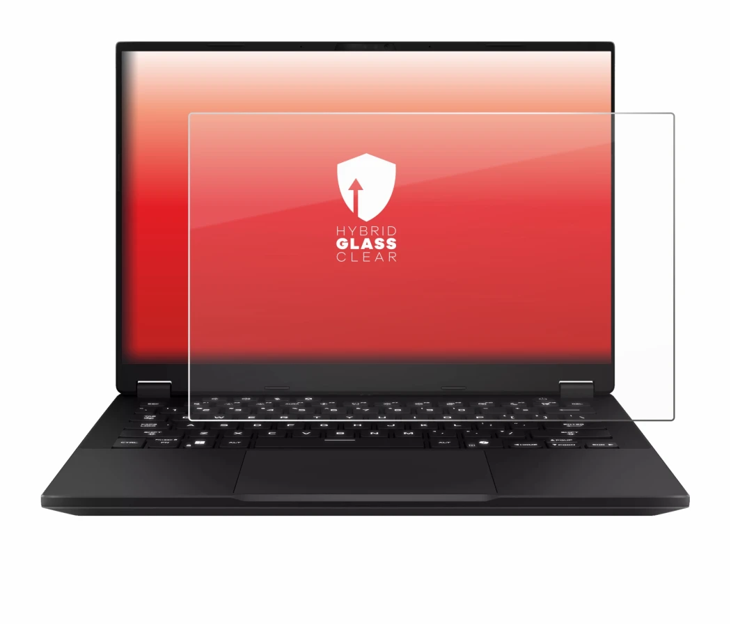 Abbildung des Geräts ASUS TUF Gaming A14 mit einer Vielzahl des Displayschutzes.