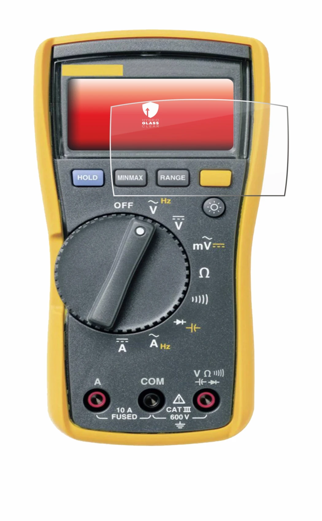 Abbildung des Geräts Fluke MultiMeter 113 mit einer Vielzahl des Displayschutzes.