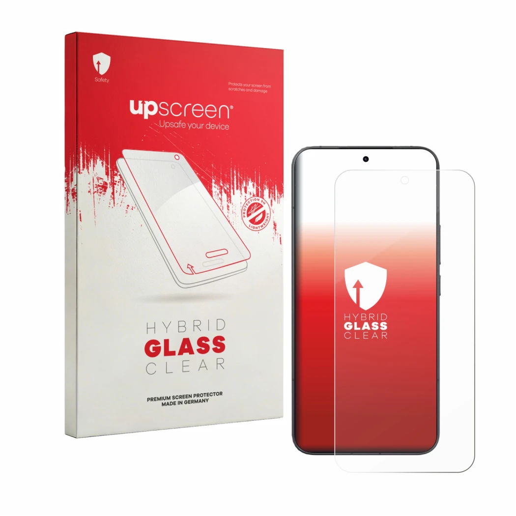 Vorderseite einer Produktverpackung mit dem Markenlogo upscreen. Daneben ist das Gerät Xiaomi 17T Pro mit dem zugehörigen Disp