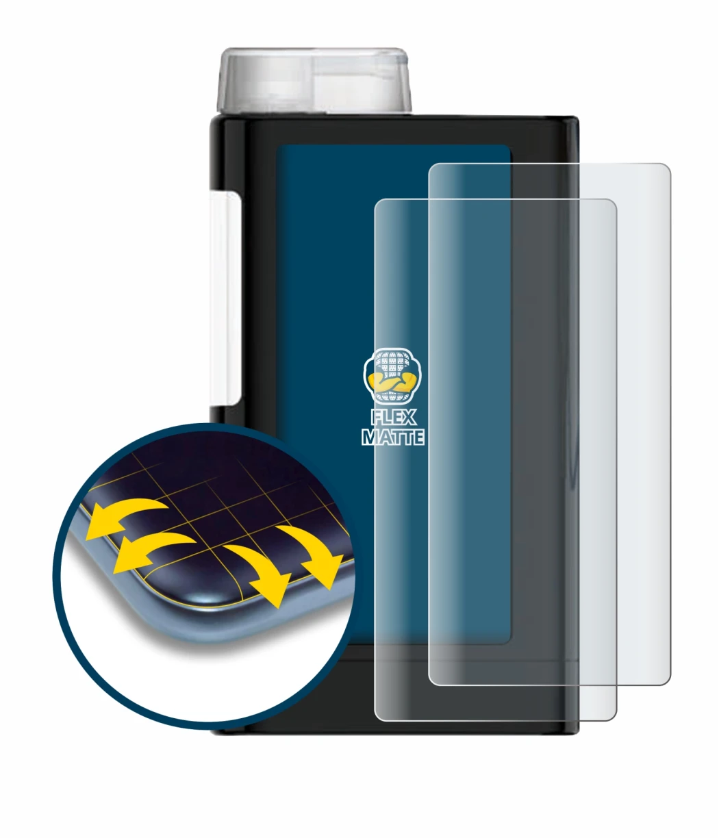 Abbildung des Geräts Mylife YpsoPump mit einer Vielzahl des Displayschutzes.