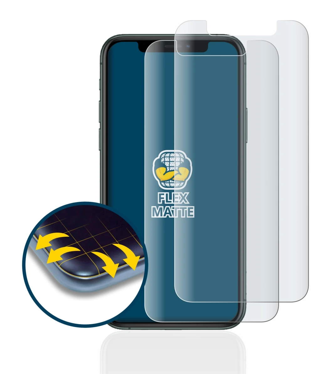 Abbildung des Geräts Apple iPhone 11 Pro mit einer Vielzahl des Displayschutzes.