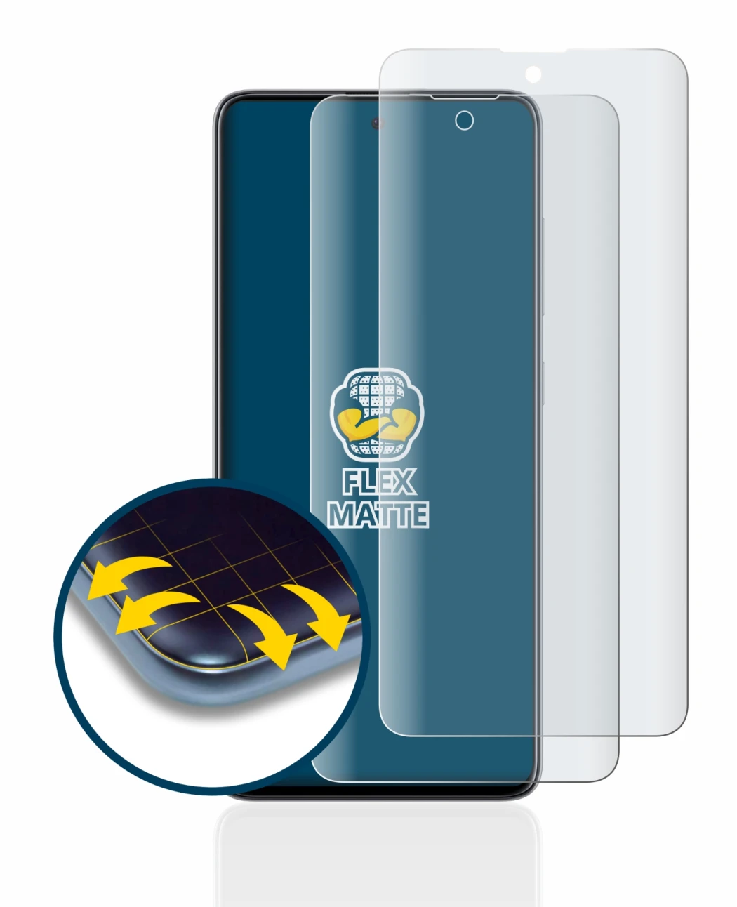 Abbildung des Geräts Samsung Galaxy A51 mit einer Vielzahl des Displayschutzes.