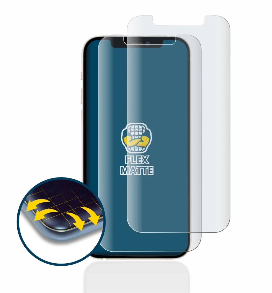 Abbildung des Geräts Apple iPhone 12 mit einer Vielzahl des Displayschutzes.