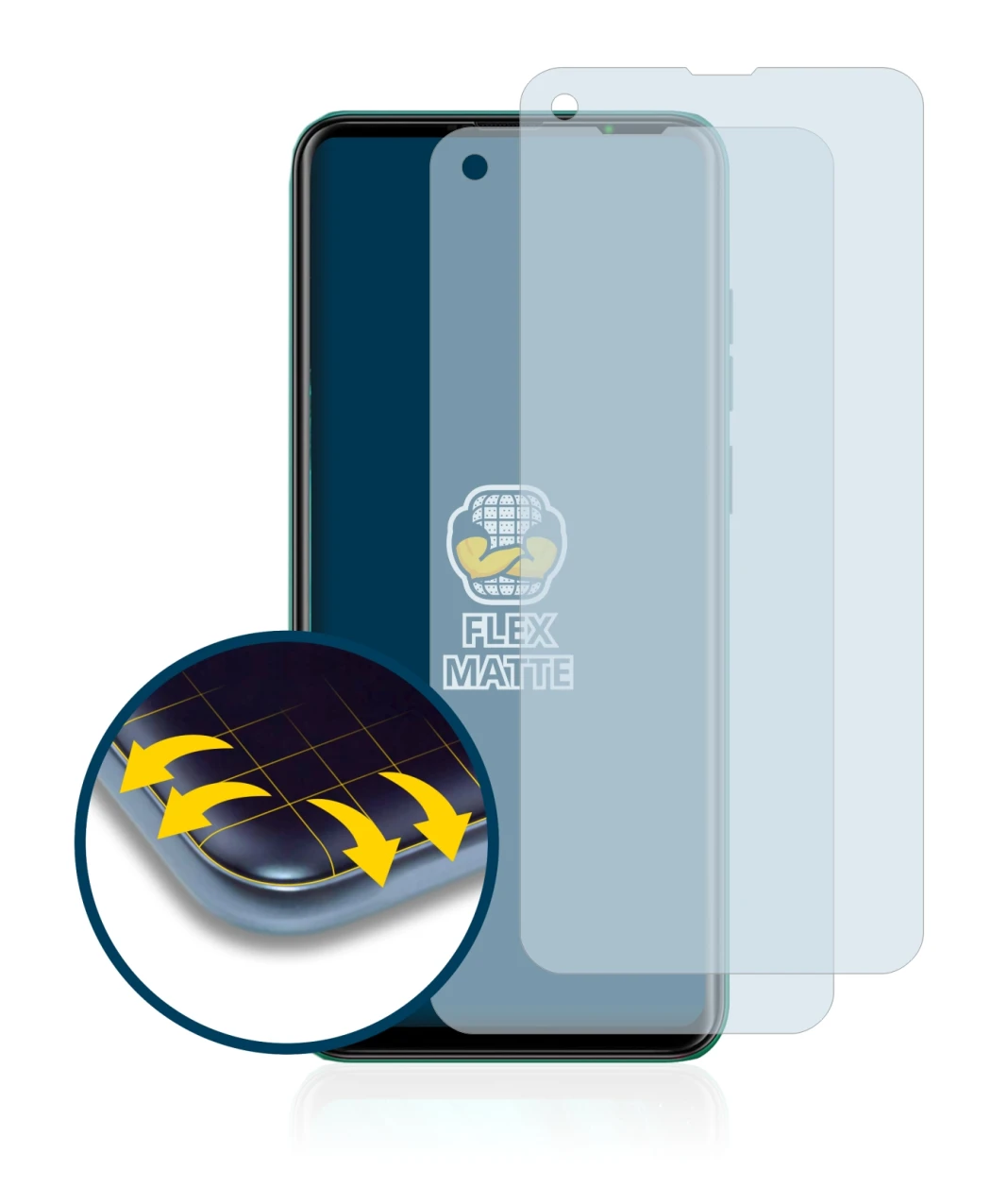 Abbildung des Geräts Ulefone Note 11P mit einer Vielzahl des Displayschutzes.
