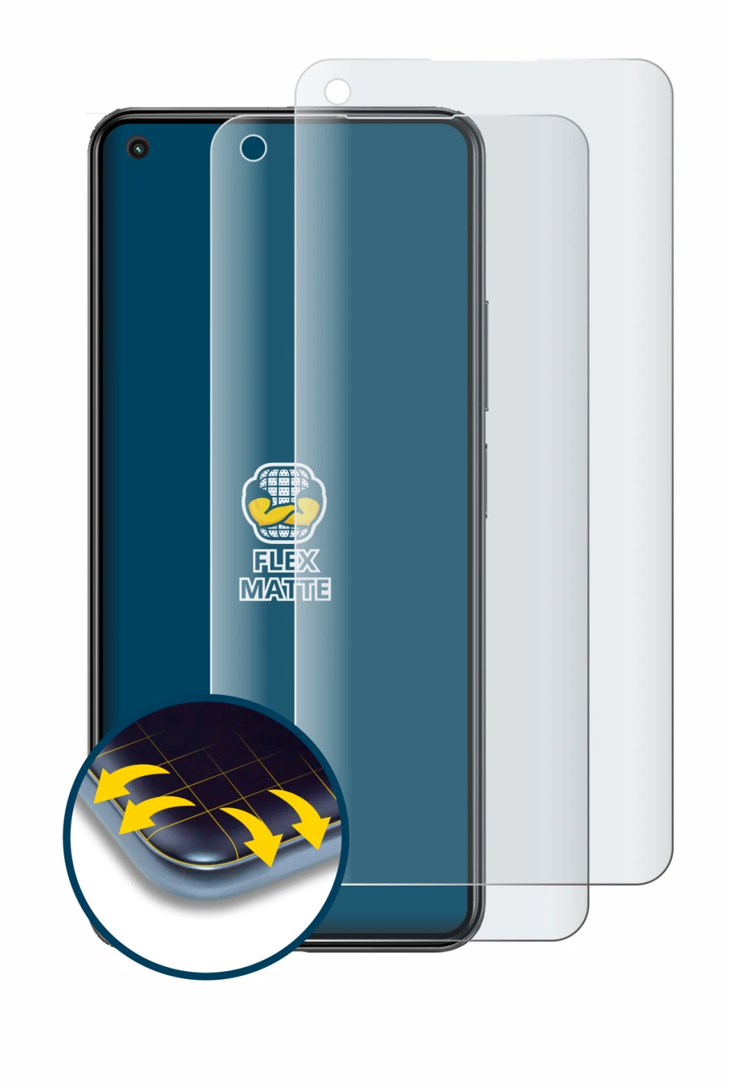 Abbildung des Geräts Xiaomi Mi 11 Lite 5G mit einer Vielzahl des Displayschutzes.