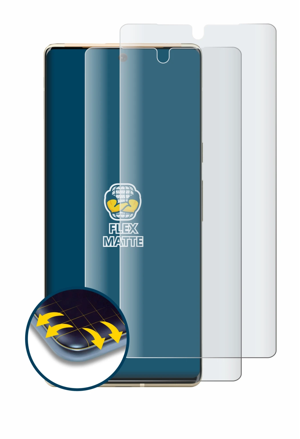 Abbildung des Geräts Google Pixel 6 Pro mit einer Vielzahl des Displayschutzes.