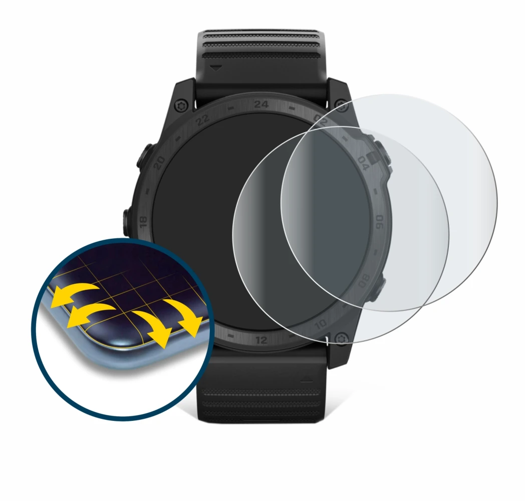 Abbildung des Geräts Garmin Tactix 7 Pro Ballistics mit einer Vielzahl des Displayschutzes.