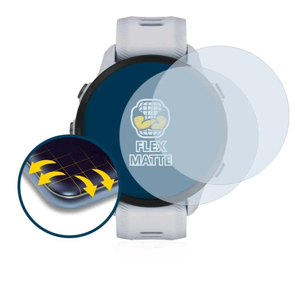 Abbildung des Geräts Garmin Forerunner 955 mit einer Vielzahl des Displayschutzes.