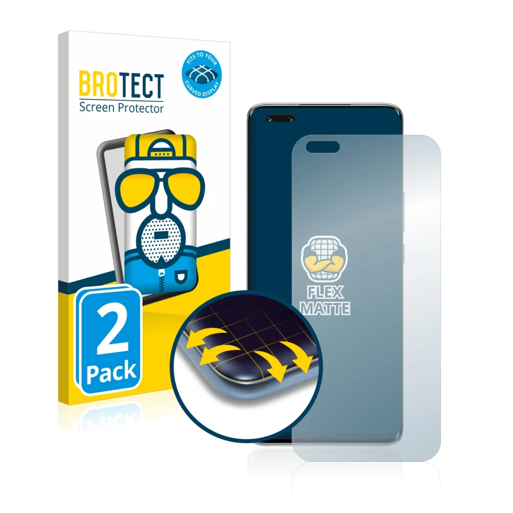 Vorderseite einer Produktverpackung mit dem Markenlogo BROTECT. Daneben ist das Gerät Honor Magic 4 Pro mit dem zugehörigen Di