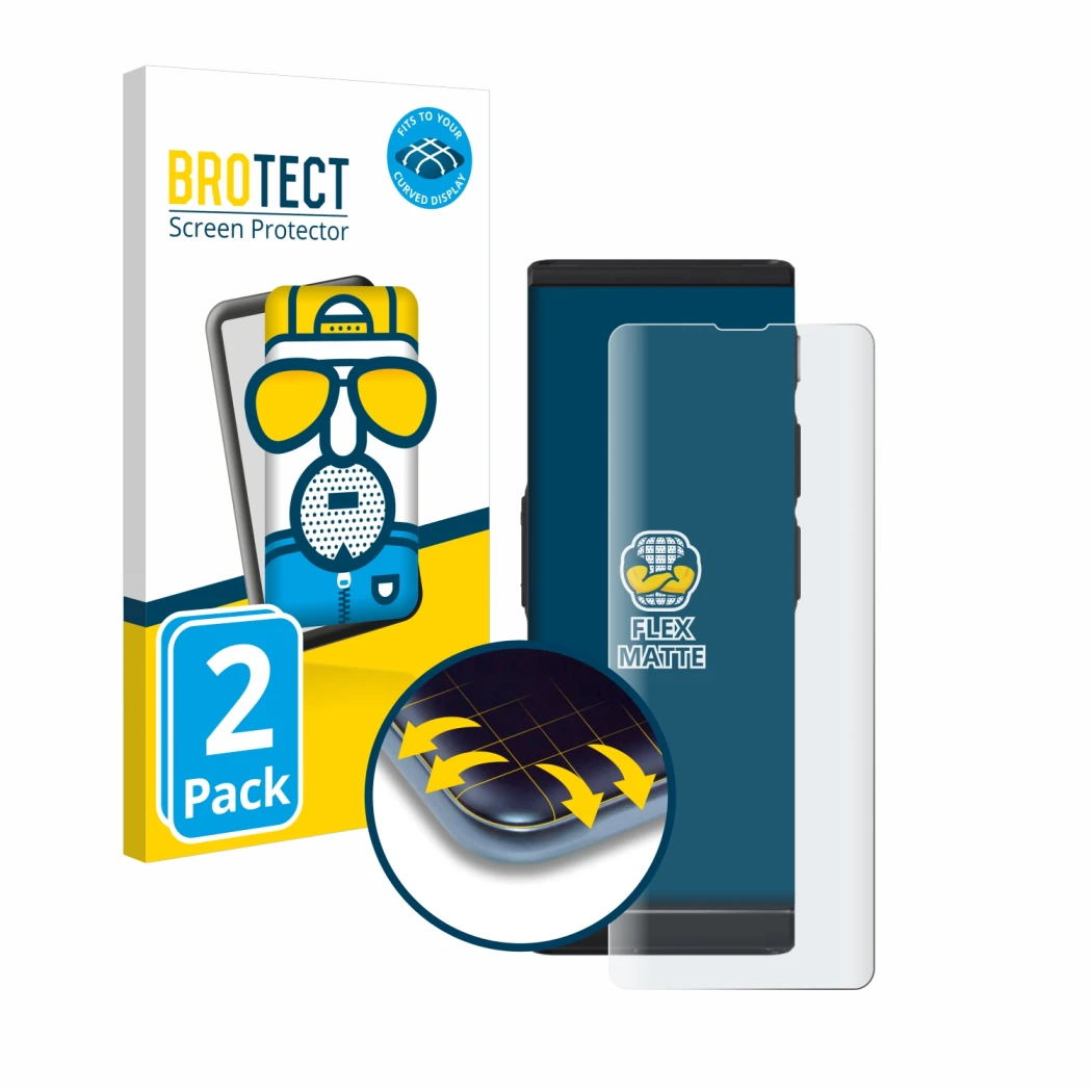 Vorderseite einer Produktverpackung mit dem Markenlogo BROTECT. Daneben ist das Gerät Vasco Translator V4 mit dem zugehörigen 