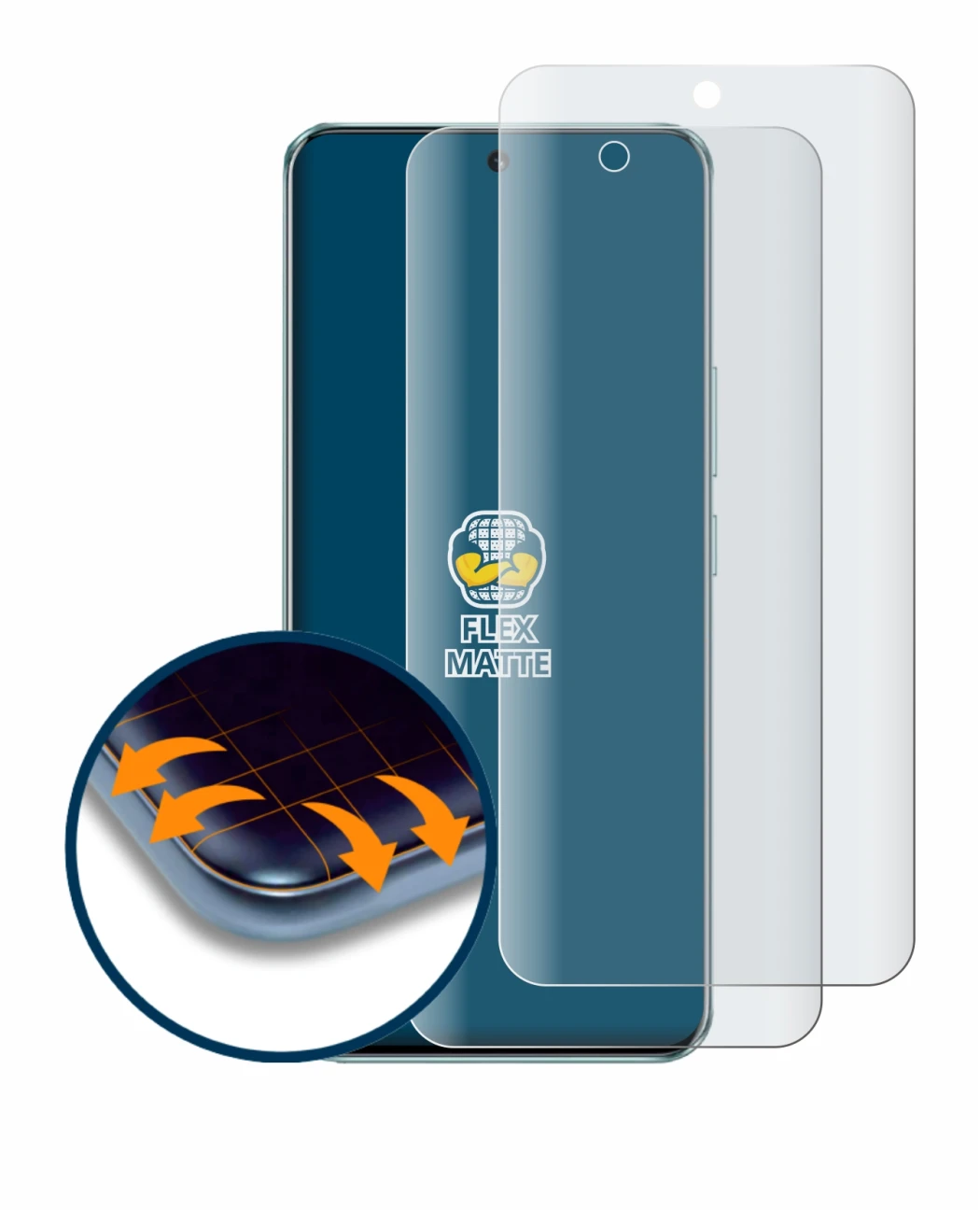 Abbildung des Geräts Honor 90 mit einer Vielzahl des Displayschutzes.