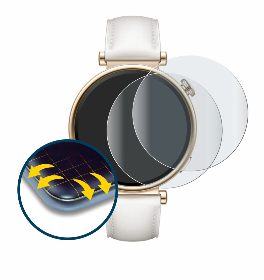 Abbildung des Geräts Huawei Watch GT 4 (41mm) mit einer Vielzahl des Displayschutzes.