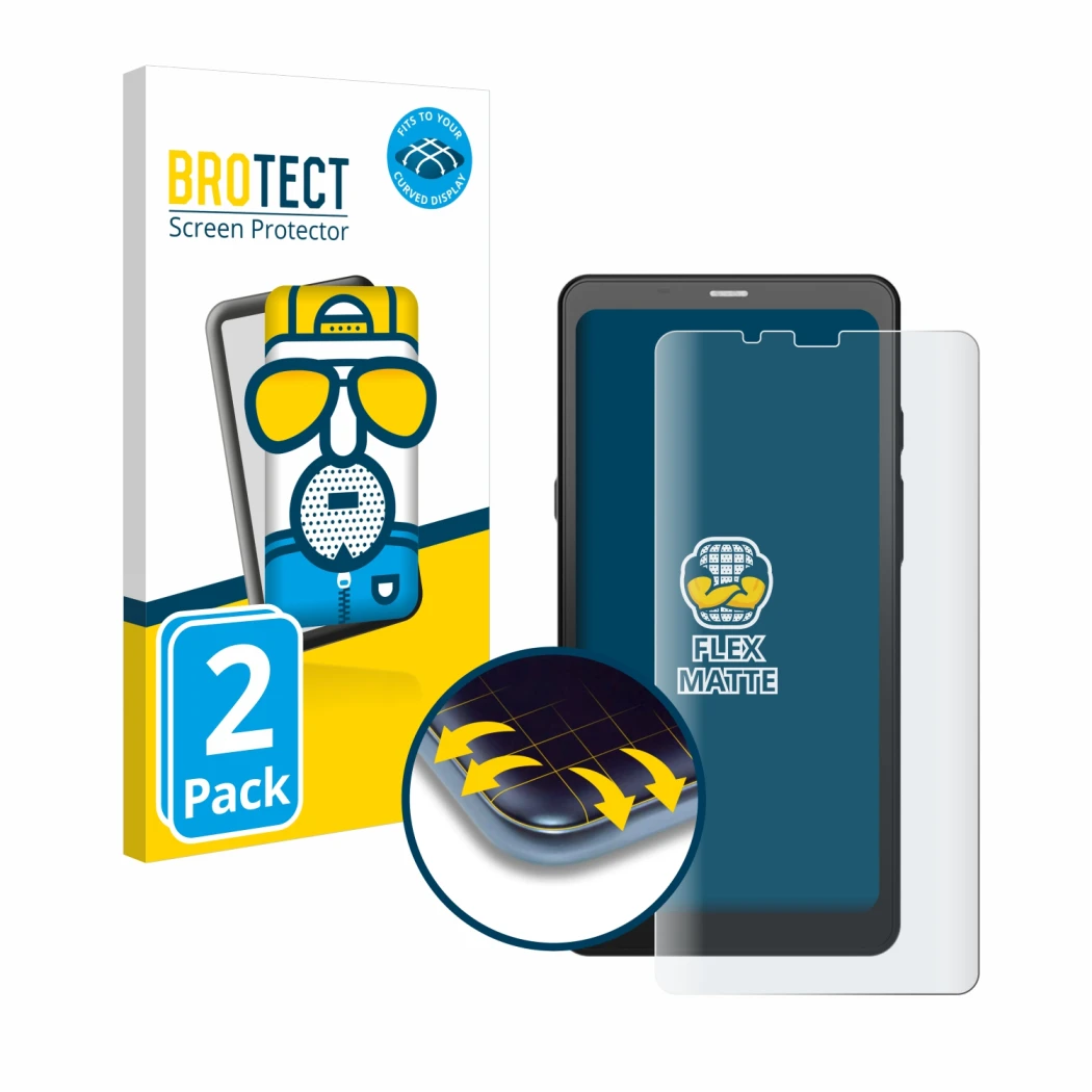 Vorderseite einer Produktverpackung mit dem Markenlogo BROTECT. Daneben ist das Gerät Boox Palma mit dem zugehörigen Displaysc