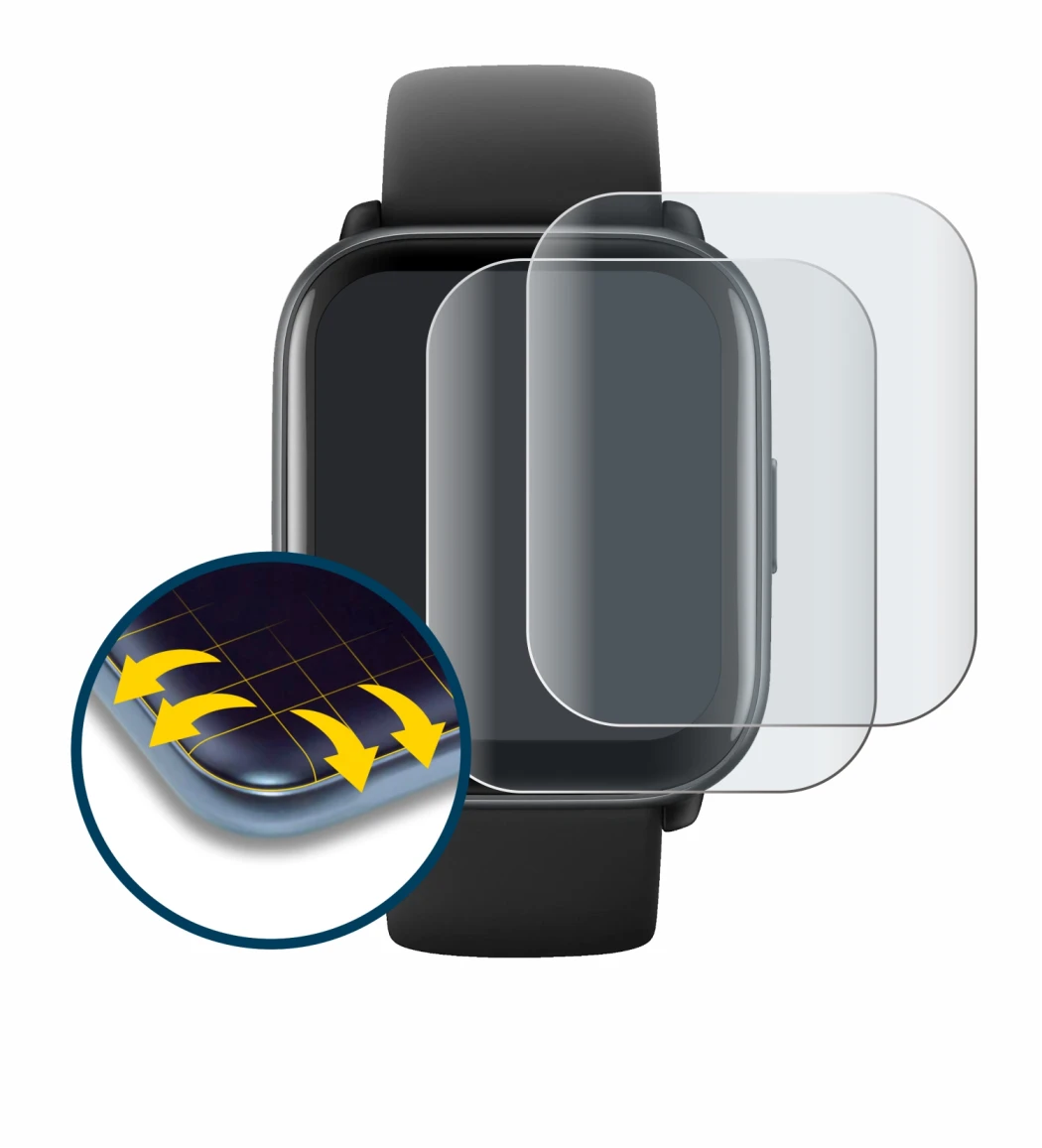Abbildung des Geräts Amazfit Active mit einer Vielzahl des Displayschutzes.