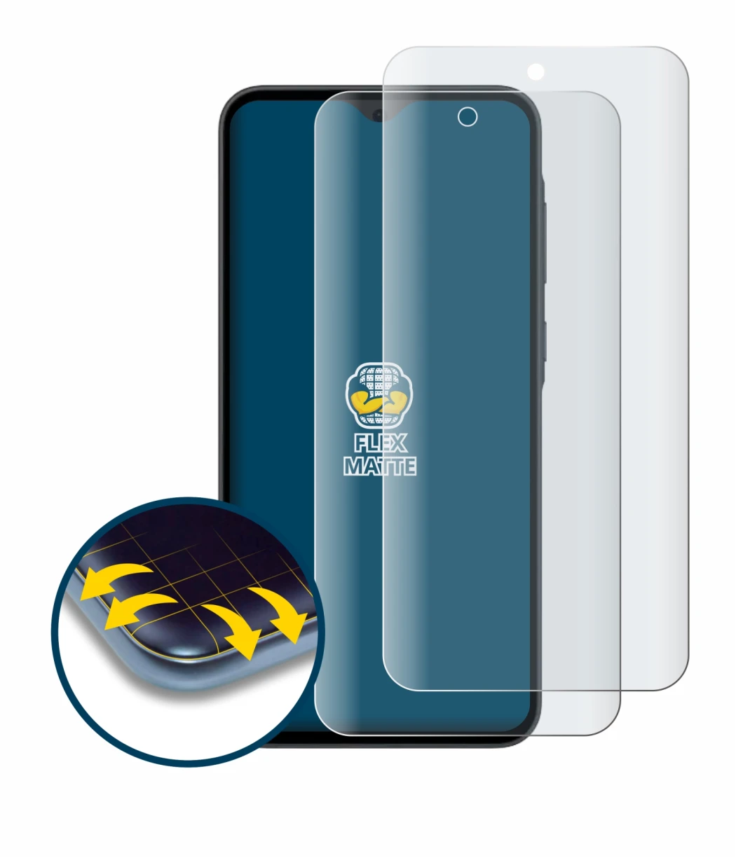 Abbildung des Geräts Samsung Galaxy A35 5G mit einer Vielzahl des Displayschutzes.