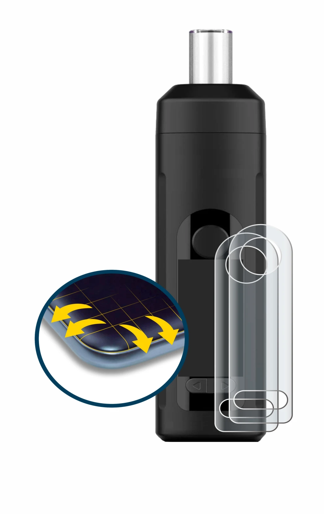 Abbildung des Geräts Norddampf Relict mit einer Vielzahl des Displayschutzes.