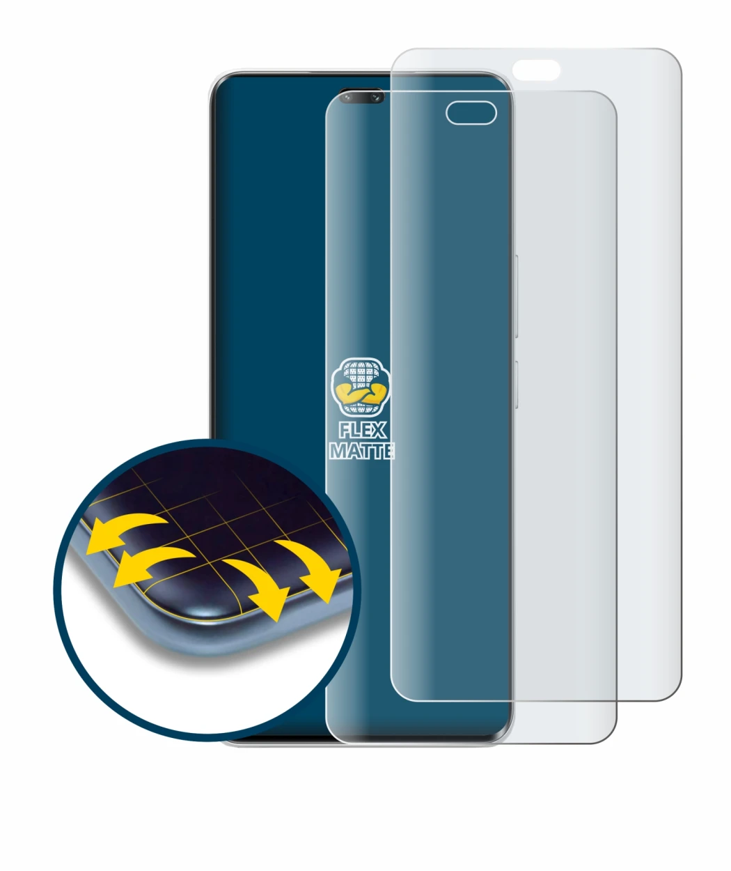 Abbildung des Geräts Honor 200 Pro mit einer Vielzahl des Displayschutzes.