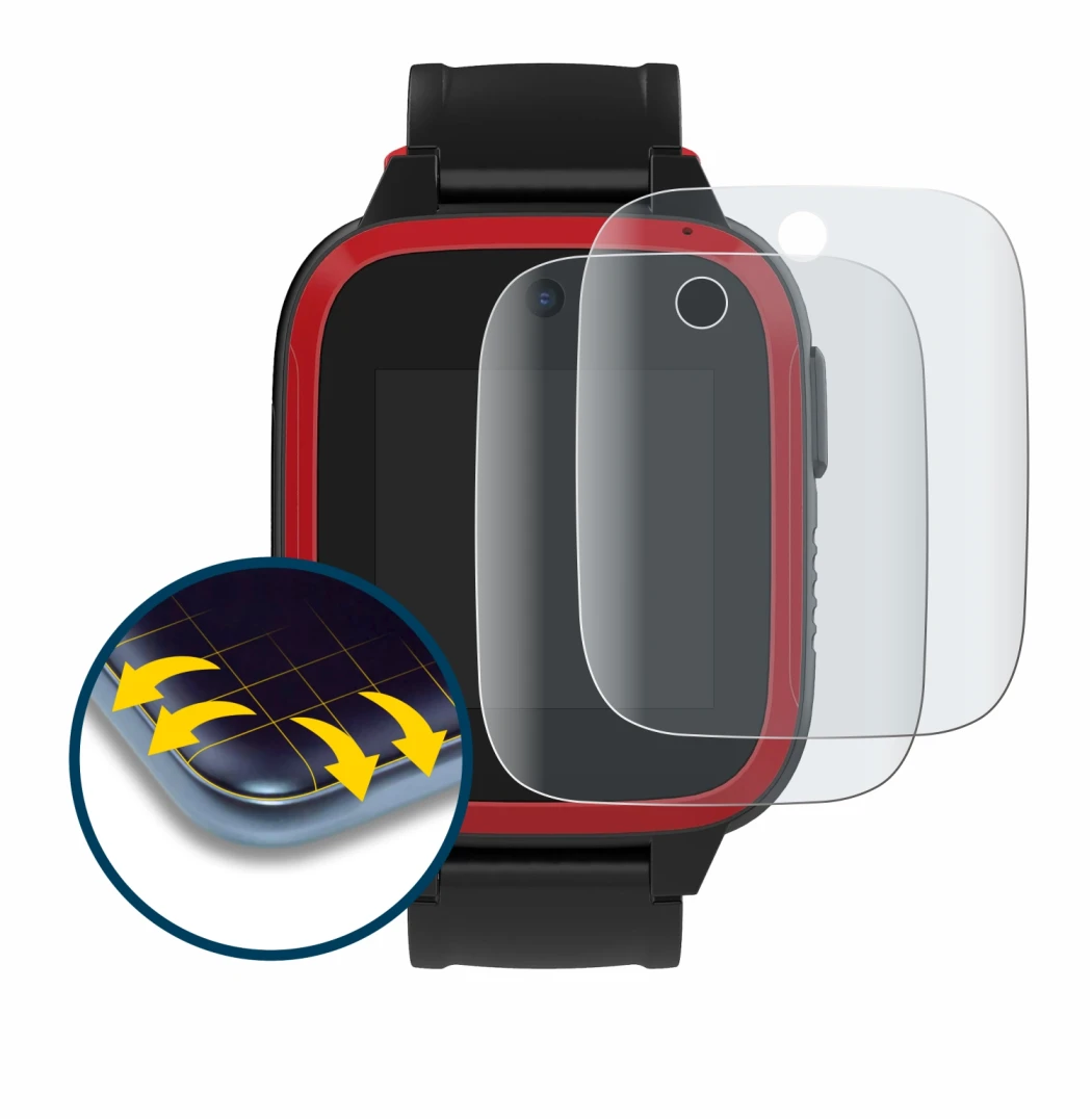 Abbildung des Geräts Xplora Let's Go mit einer Vielzahl des Displayschutzes.