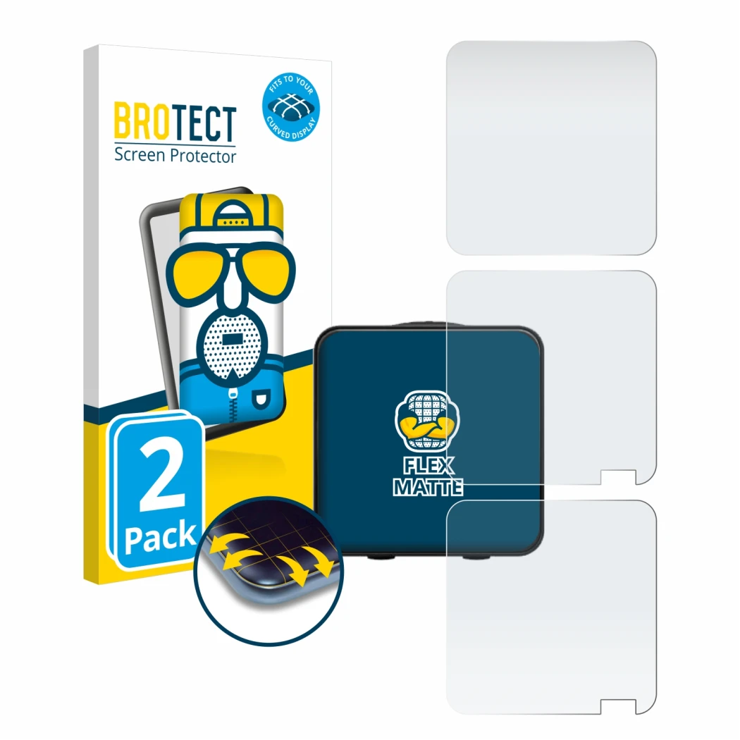 Vorderseite einer Produktverpackung mit dem Markenlogo BROTECT. Daneben ist das Gerät Rode Wireless Pro mit dem zugehörigen Di