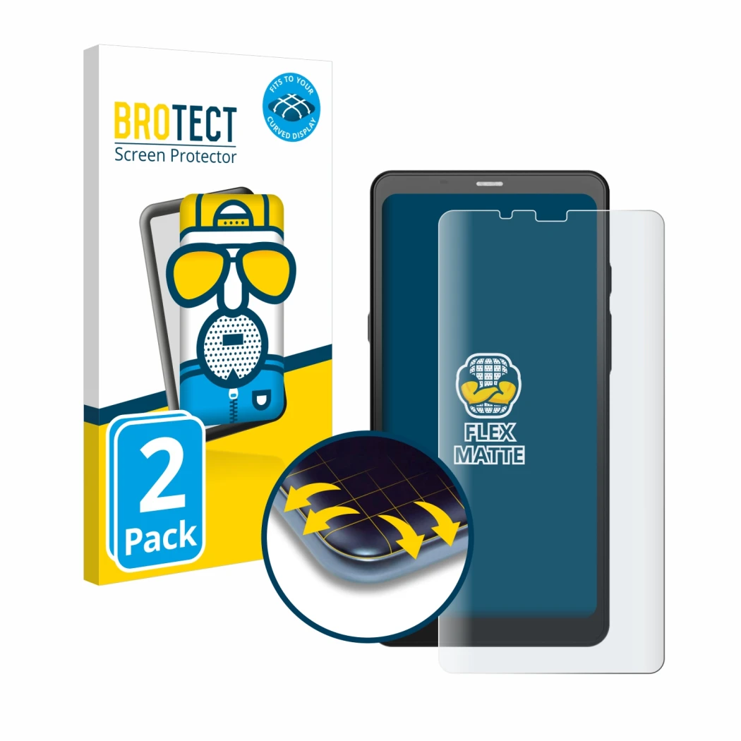 Vorderseite einer Produktverpackung mit dem Markenlogo BROTECT. Daneben ist das Gerät Boox Palma 2 mit dem zugehörigen Display