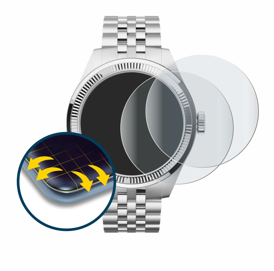 Abbildung des Geräts Withings ScanWatch Nova Brilliant (39 mm) mit einer Vielzahl des Displayschutzes.