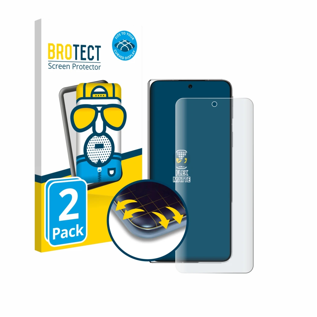 Vorderseite einer Produktverpackung mit dem Markenlogo BROTECT. Daneben ist das Gerät Oppo Find N5 mit dem zugehörigen Display