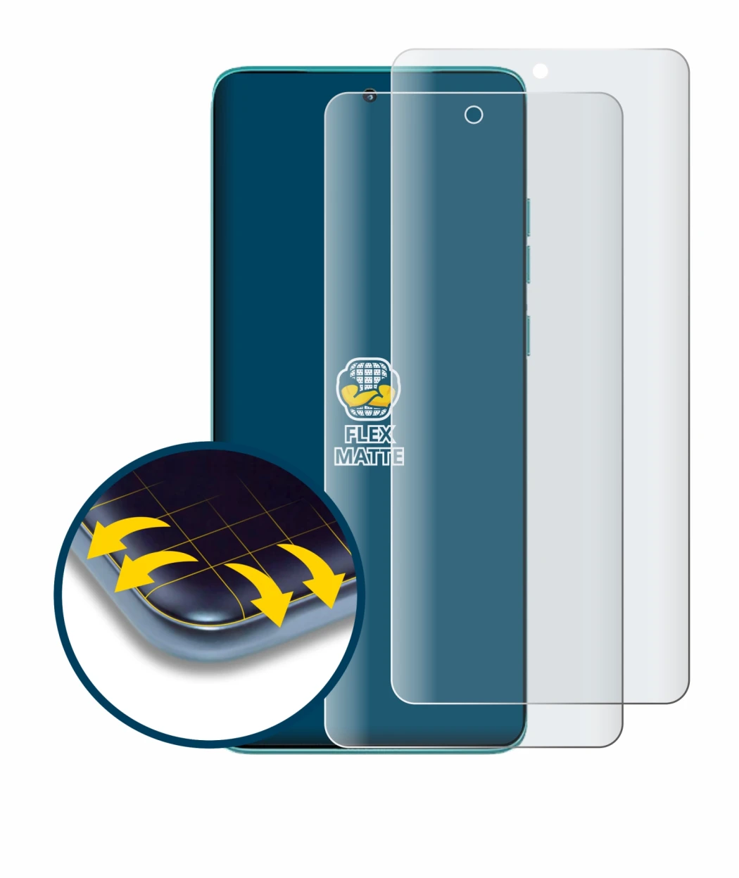 Abbildung des Geräts Motorola Edge 60 mit einer Vielzahl des Displayschutzes.