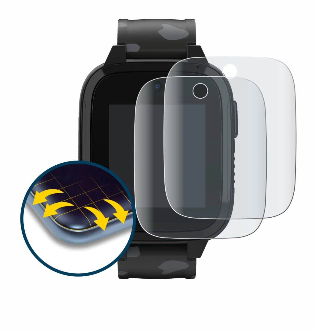 Abbildung des Geräts Xplora XGO3 (2. Gen.) mit einer Vielzahl des Displayschutzes.