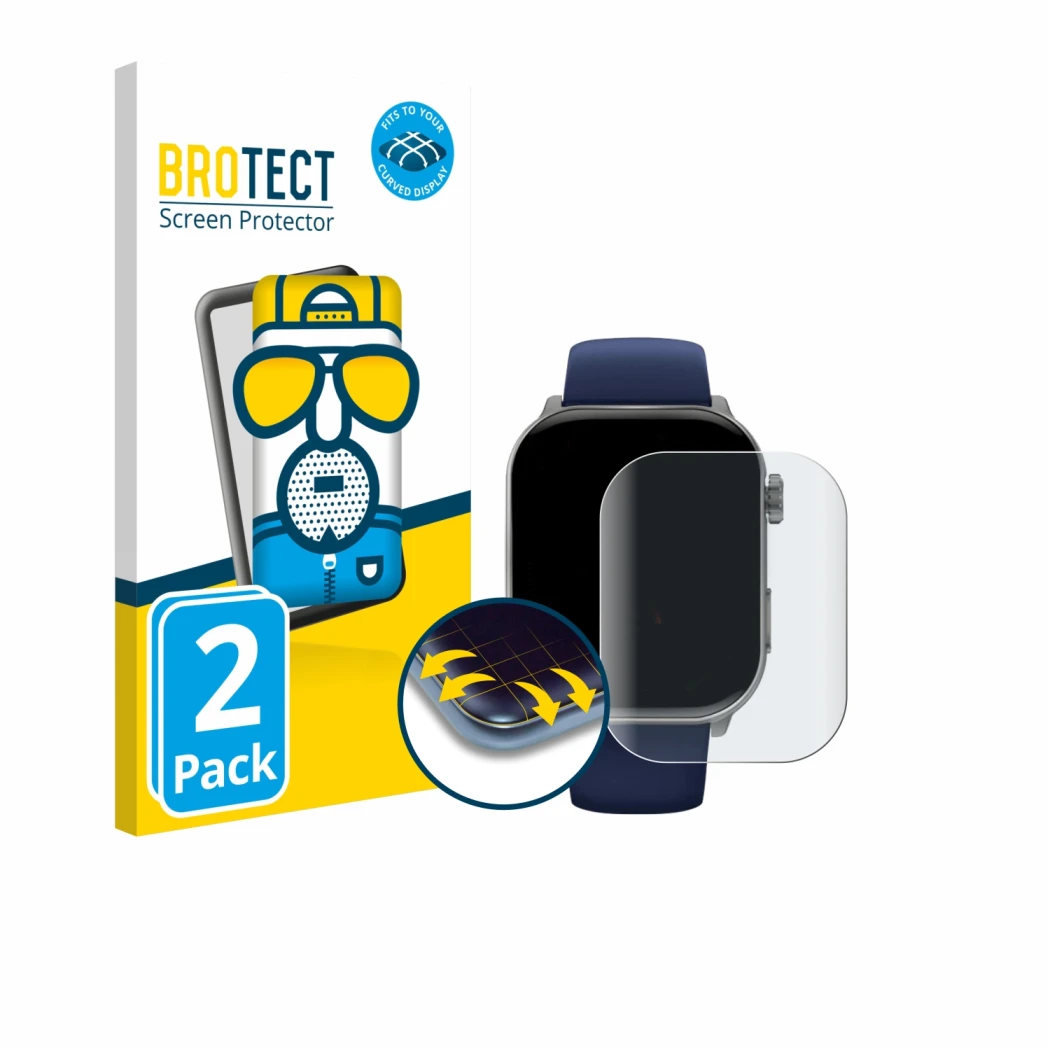Vorderseite einer Produktverpackung mit dem Markenlogo BROTECT. Daneben ist das Gerät Gard Pro Health Smartwatch 3 (41 mm) mit