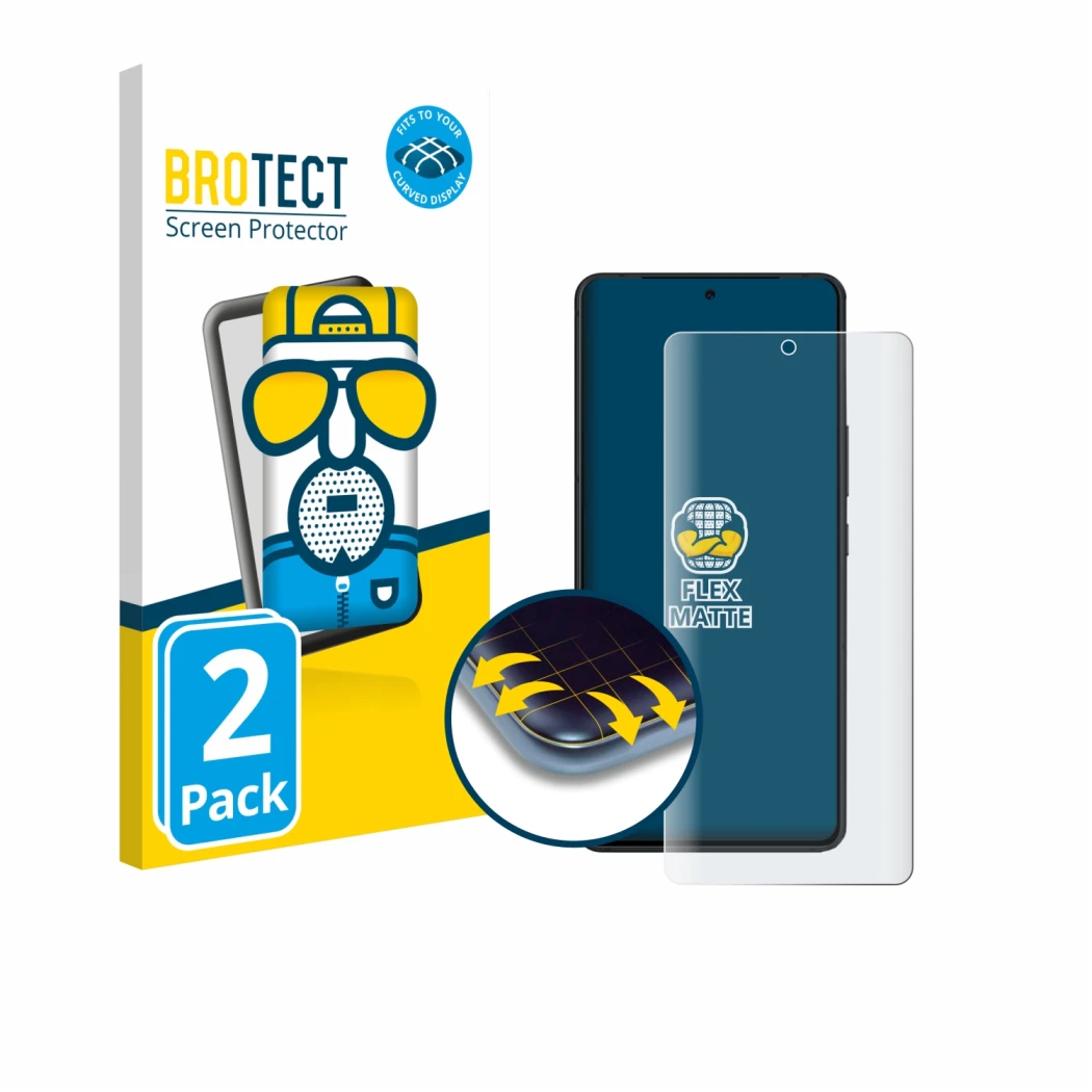 Vorderseite einer Produktverpackung mit dem Markenlogo BROTECT. Daneben ist das Gerät ASUS ROG Phone 9 Pro Edition mit dem zug