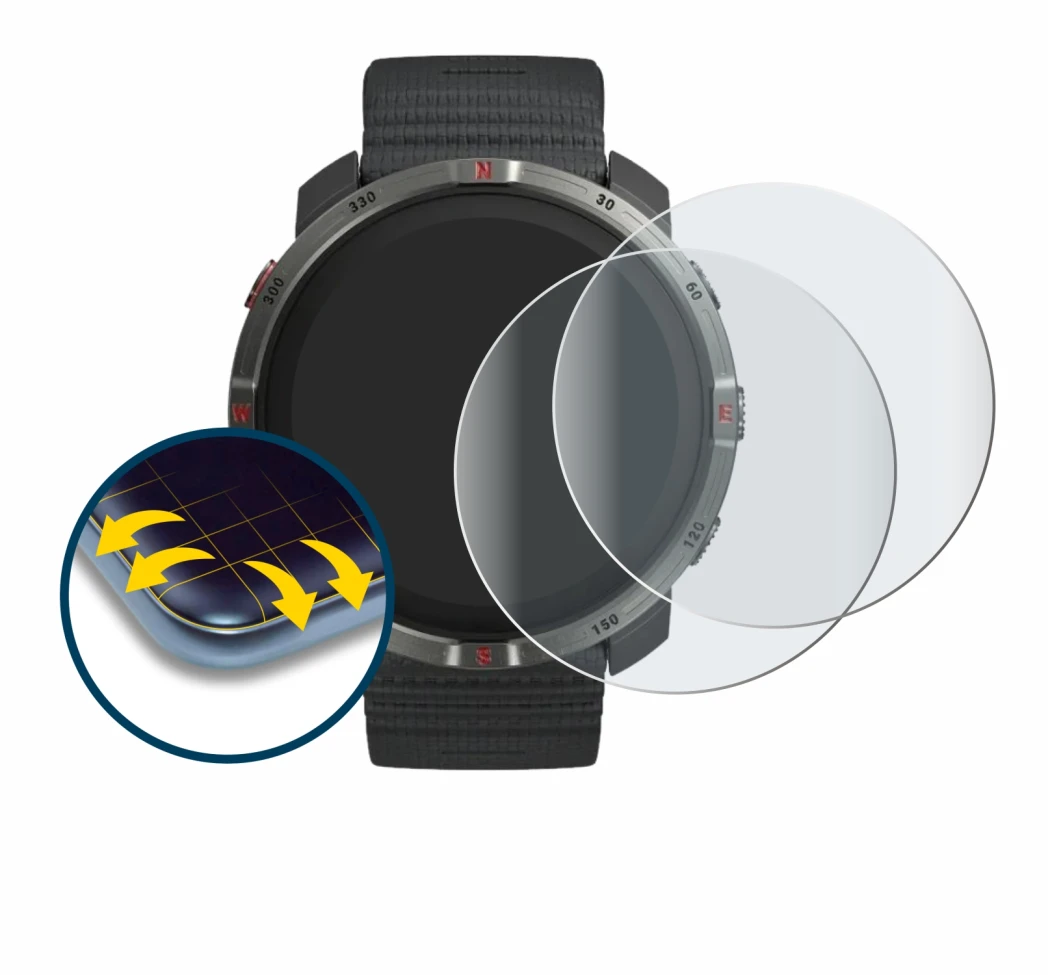 Abbildung des Geräts Polar Grit X2 mit einer Vielzahl des Displayschutzes.