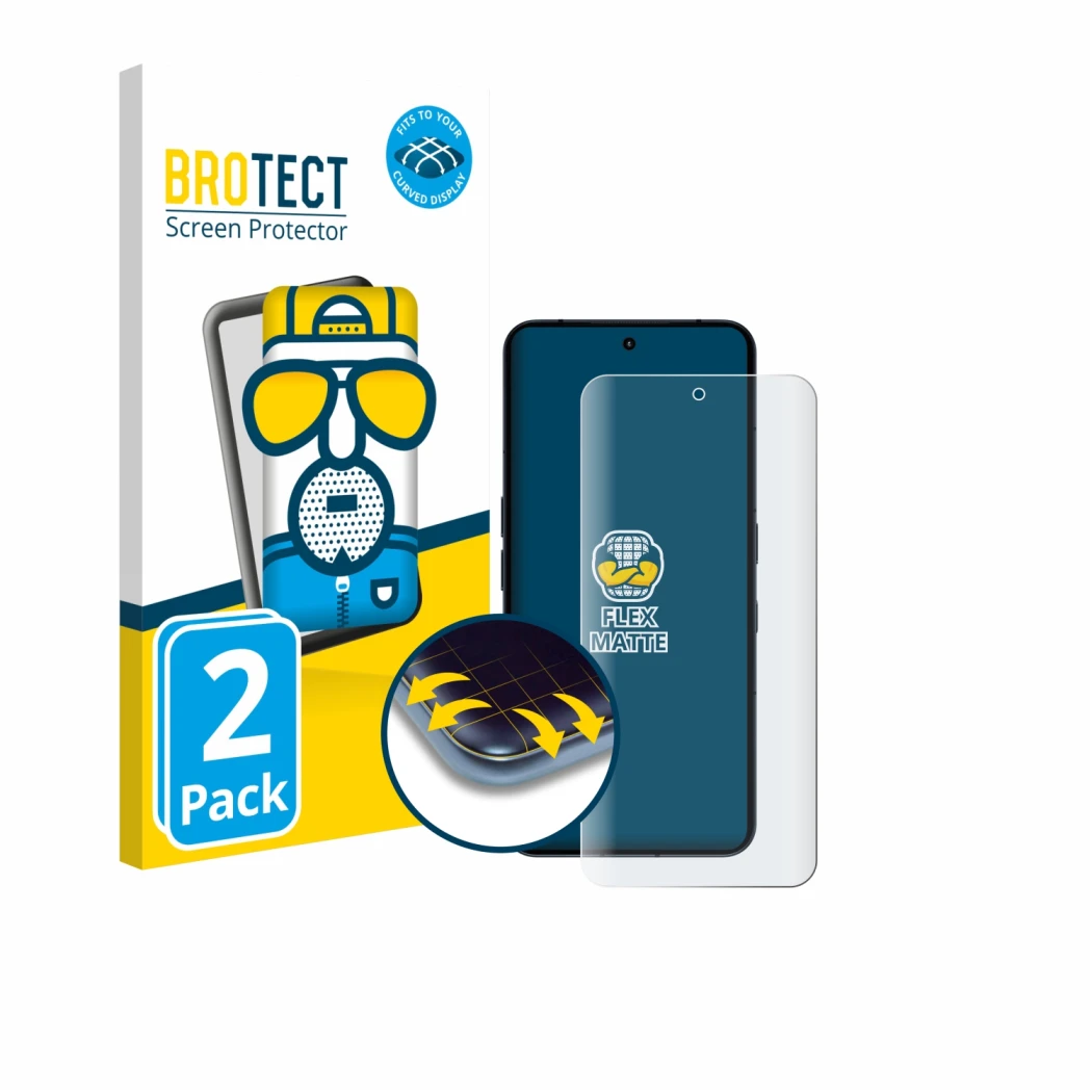 Vorderseite einer Produktverpackung mit dem Markenlogo BROTECT. Daneben ist das Gerät Nothing Phone (3) mit dem zugehörigen Di