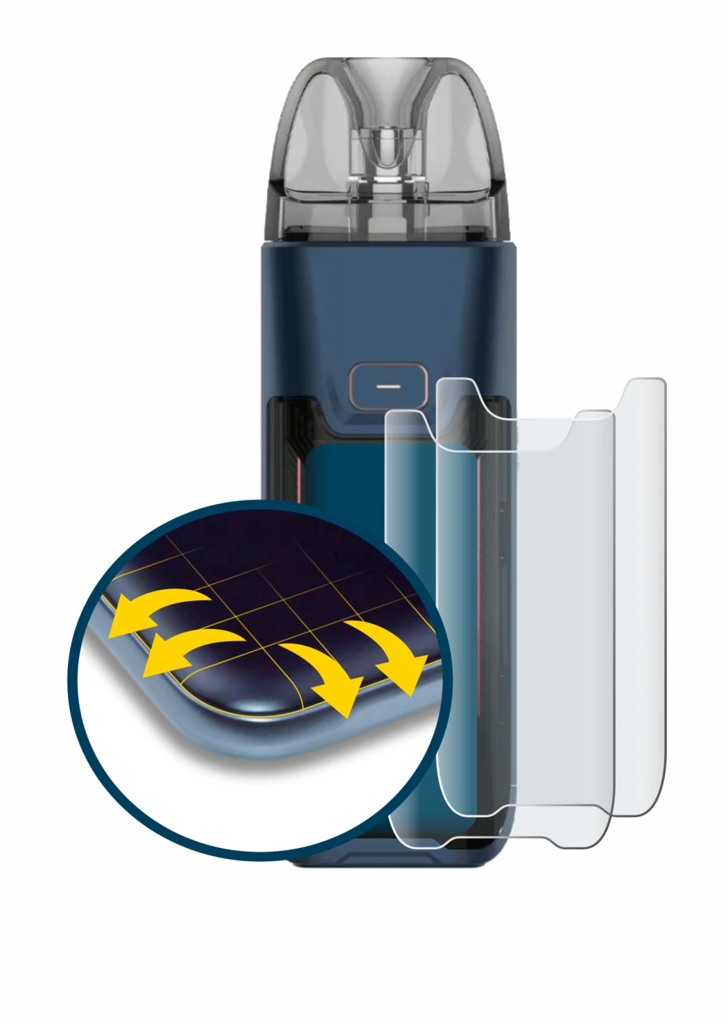 Abbildung des Geräts Vaporesso Luxe XR Max 2 mit einer Vielzahl des Displayschutzes.