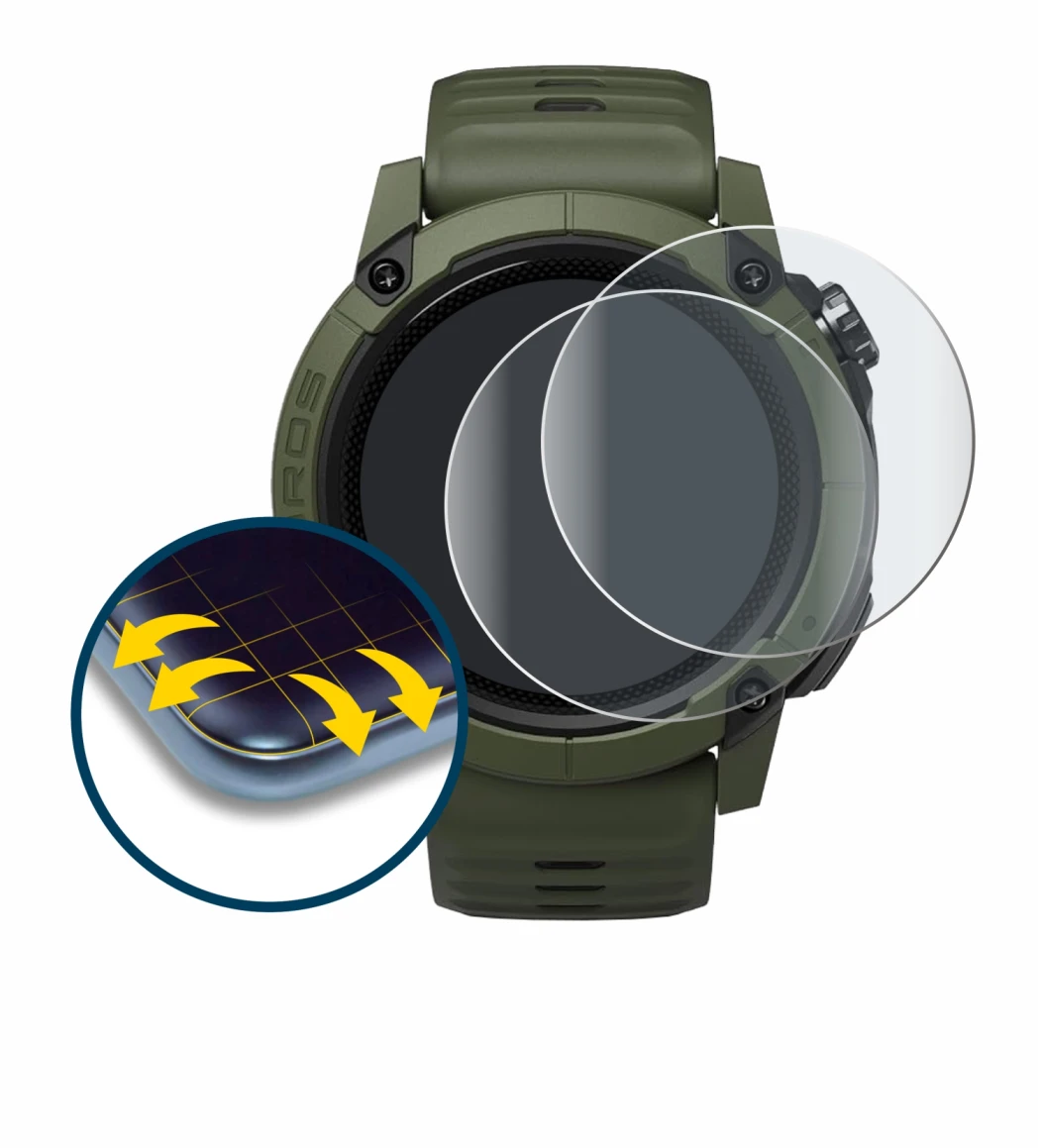 Abbildung des Geräts Coros NOMAD mit einer Vielzahl des Displayschutzes.