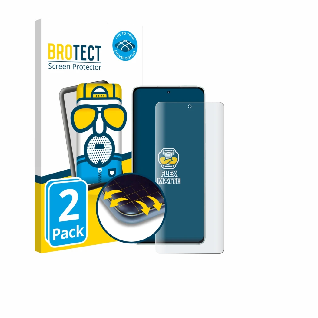 Vorderseite einer Produktverpackung mit dem Markenlogo BROTECT. Daneben ist das Gerät Xiaomi Redmi Note 14 5G mit dem zugehöri